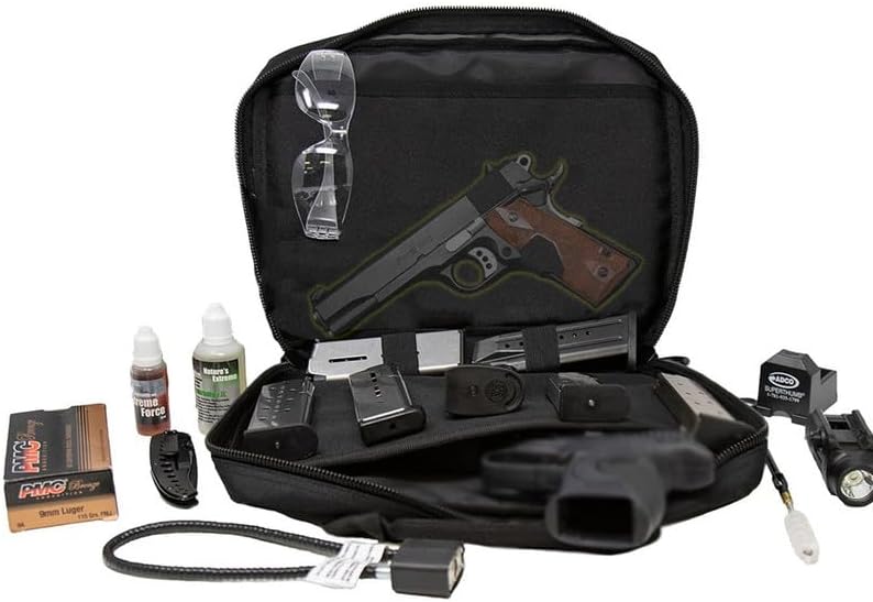 Exos Double Pistol Case - Tactical Double Soft Pistol Gun Bag - Handgun Carrying Case with Compartments - Hand Gun Storage Bag with MOLLE Webbing and Padded Interior - Image 5