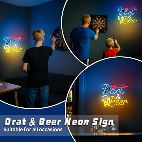 Image of CoolGift Mart Beer Darts Neon Light, Dimmable LED Neon Wall Sign USB Powered, Decorations for Bedroom Man Cave Bar Club, Gift for Beer Darts Game Lovers