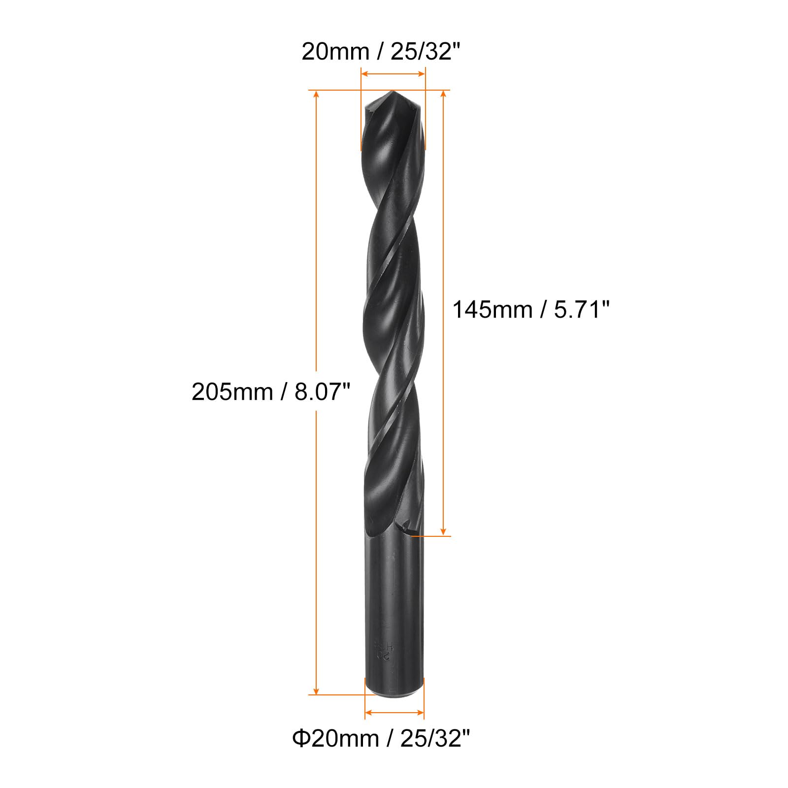 HARFINGTON 4 brocas Jobber de 20 mm (25/32 pulgadas) de acero de alta velocidad con revestimiento de nitruro (HSS) 4241 brocas helicoidales para acero inoxidable, cobre, aleación de aluminio, metal,