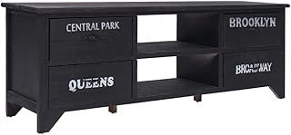 vidaXL Legno di Paulownia Mobile Porta TV con Cassetti Rustico Credenza Armadietto Basso Dispositivi Multimediali in Legno Pioppo Nero