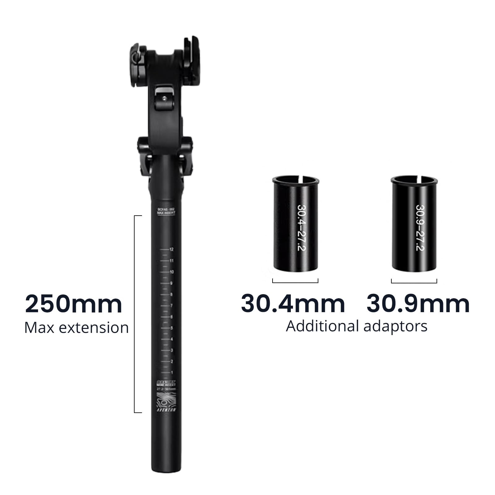 AVENTON Advanced Suspension Bike seat Post -27.2mm seatpost with Dust Sleeve, seat Post Ideal for Road & Mountain Bikes E-Bikes