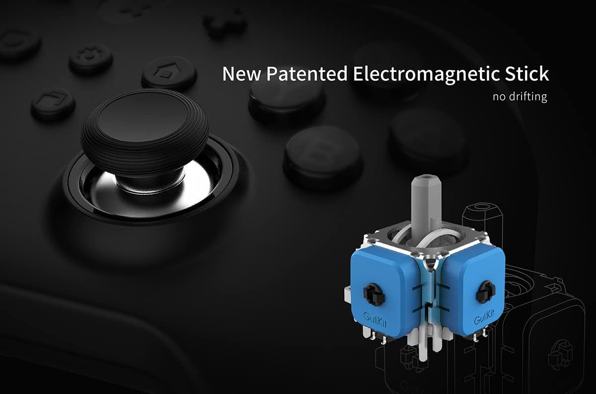 Close-up of GuliKit Kingkong Pro NS09 controller's electromagnetic joystick