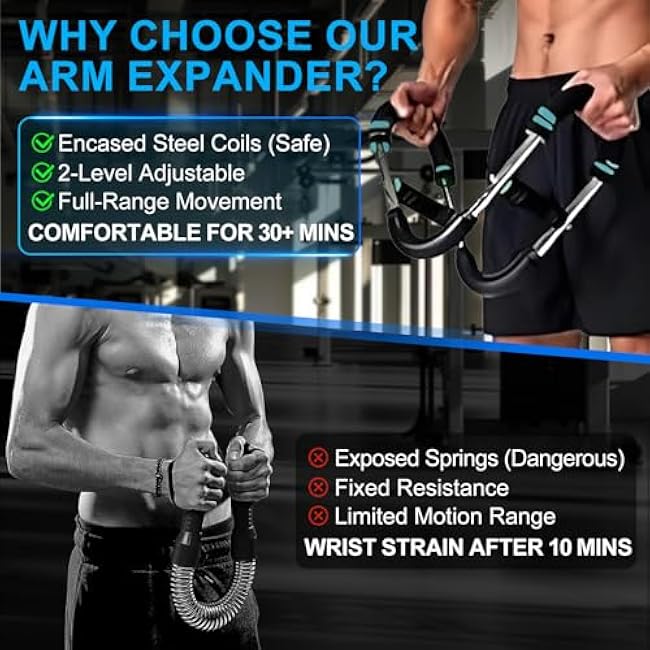 Adjustable Power Twister Bar: Arm and Chest Muscle Trainer, Gorilla Bar for Chest Workout, Arm Twister Exerciser, Chest Clip Muscle Trainer, Home Fitness Equipment