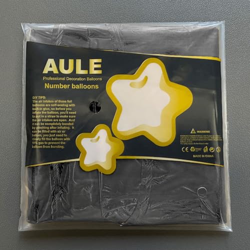 Image of AULE 40 Inch Big Black 4 Balloon Number Large Foil Helium Number Balloons 0-9 Jumbo Giant Happy 4th Birthday Party Decorations for Boy or Girl Huge Mylar Anniversary Party Supplies