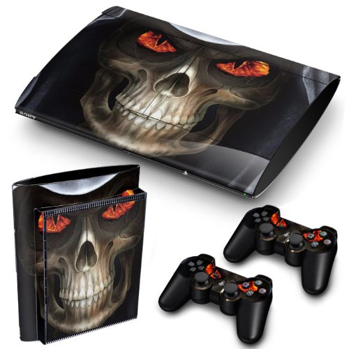 PS3 SuperSlim PlayStation 3 SuperSlim moissonneuse autocollants film PVC pour console + 2 contrôleurs/pad adhésif couverture de protection effet peau d'art