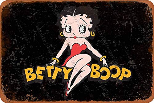 Cimily Plaque métallique vintage Betty Boop en fer - Décoration murale - 20,3 x 30,5 cm