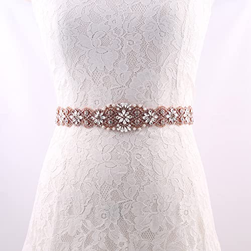 Wedding Belt for Bride Dress,Rhinestone Pearls Bridal Sash Handmade Crystal Belts for Bride Bridesmaids4