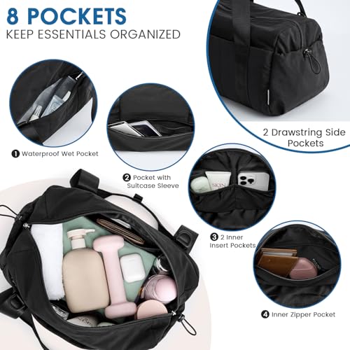 G4Free Small Gym Bag for Women 14 Inch Mini Gym Duffle Bag with Wet Compartment Cute Duffel for Travel Sport Workout (Black)4