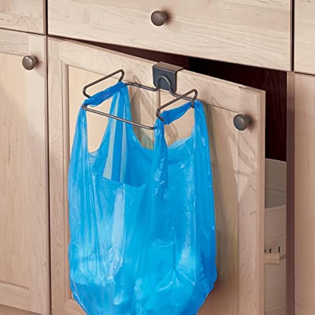 InterDesign Classico Over Cabinet Plastic Bag Holder ¨C Storage Organizer for Kitchen, Bronze