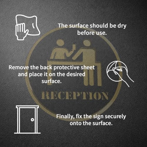 Image of Reception Round Acrylic Signage Sticker - Self-Adhesive Front Desk Sign for Office, Hotel, Clinic, Storefront & Business Spaces - Premium Black Gold Label for Glass & Smooth Surfaces