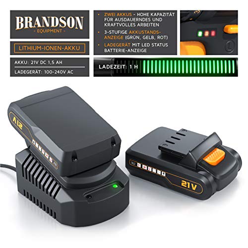 Brandson - 21 V Akkuschrauber - Akku Bohrschrauber - 21 V Lithium-Ionen Akku, 2 Geschwindigkeitsstufen, 32 Nm Drehmoment… – Bild 6