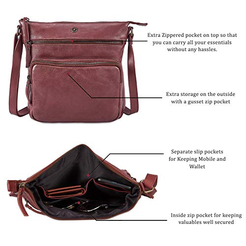 Image of Crossbody Bags for Women Genuine Leather Purse Handmade Vintage Shoulder Bag Crossover Pocketbook Adjustable Strap | Handmade