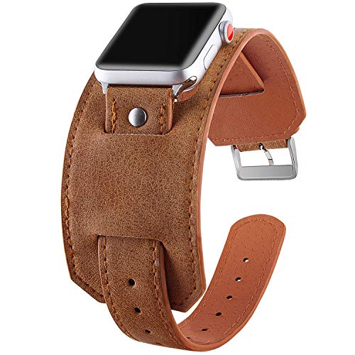 Vikoros Leather Cuff Bracelet Compatible with Apple Watch Band 38mm 40mm 42mm 44mm, Handmade Vintage Dressy Bangle Replacement Wristband Strap Compatible with iwatch Series 5 4 3 2 1 for Men Women Vikoros Leather Cuff Bracelet Compatible with Apple Watch Band 38mm 40mm 42mm 44mm, Handmade Vintage Dressy Bangle Replacement Wristband Strap Compatible with iwatch Series 5 4 3 2 1 for Men Women