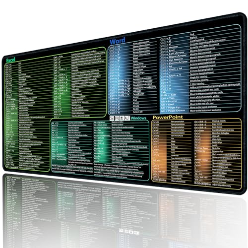 secret corner excel&Word&Windows&powerpoint Cheat Sheet Mousepad,ExtraLarge Office Desk Accessories Desk mat,Office Keyboard Shortcuts Motse pad, Nonslip for Computer Gaming Mouse pad 31.5"x11.8"