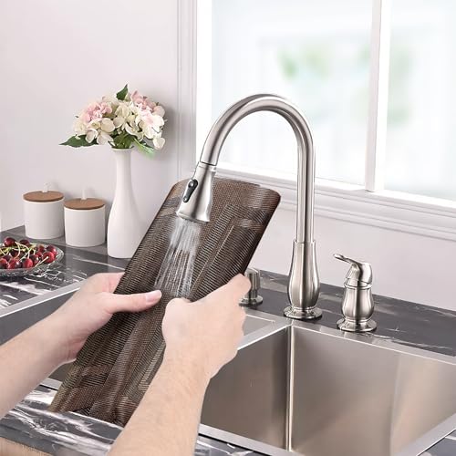 Image of Aofmee Placemats Set of 6, Washable PVC Place Mats, Heat Resistant Non-Slip Table Mats, Woven Vinyl Plastic Placemats for Dining Table Decor, Stain Resistant Kitchen Table Placemats, Easy to Clean