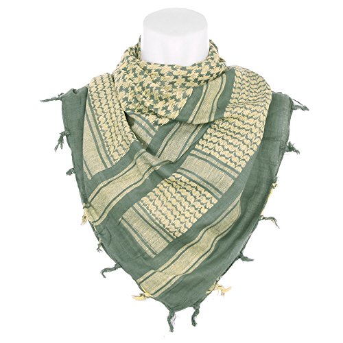 101 INC Professional Kefiah Shemag palestinese 100% Cotone 100 x 100 cm Vari Colori (Verde Salvia - Tan)
