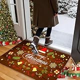 YISKY Navidad Antideslizante Felpudo, 40 x 60 CM Alfombra Entrada, Alfombras de Decoración de Navidad Absorbente, Navidad Tapete de Puerta para Salón Baño Cocina, Welcome Felpudo de Puerta (M7)