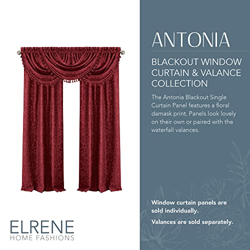 Elrene Blackout Rod Pocket/Back Tab Window Curtain Panel, Fabric, Rouge, 52" W x 108" L (Pack of 1), W 52" x L 108" (1 Panels) - Image 2