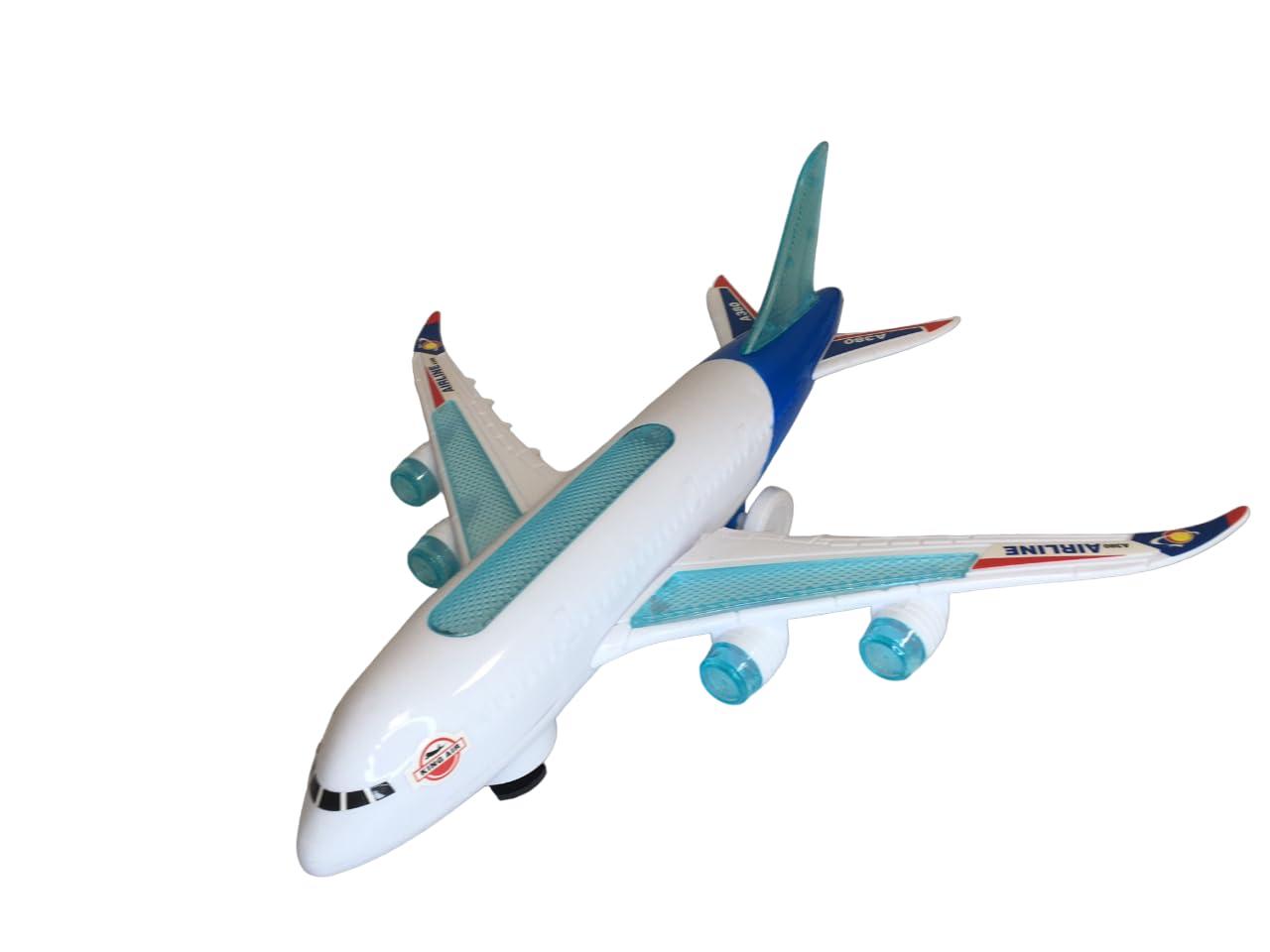Generic Jumbo Jet Samolot zabawka ze światłami, dźwiękami i ruchem - kompatybilny z Airbus 380 Boeing - 30 cm - unisex dzieci 3+