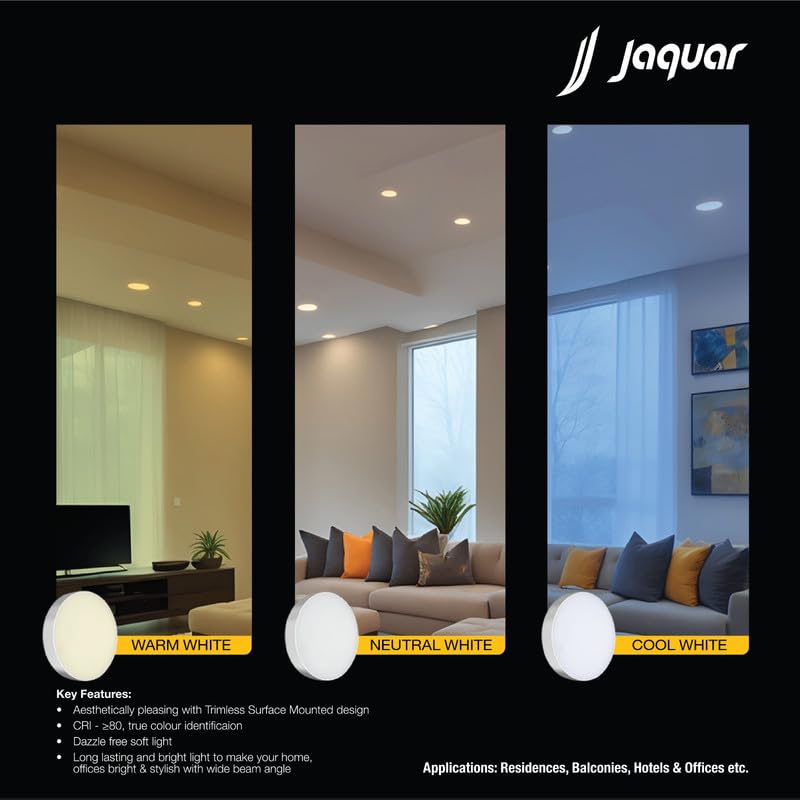 Image of Jaquar 6W Gem Trimless Round Surface Downlight Warm White Pack 6