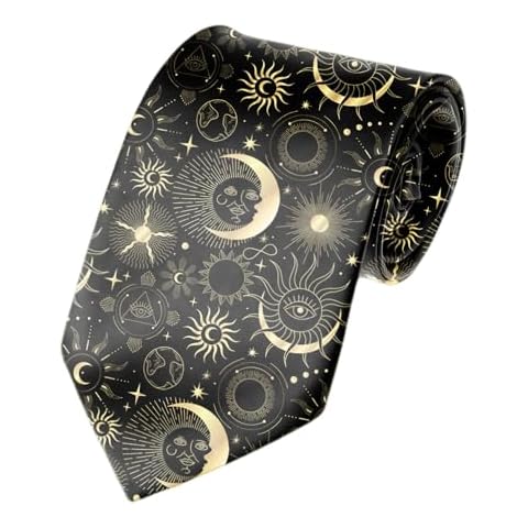 WOAIDY Men's Novelty Astrology Moon Tie Fun Necktie Husband Father Ties Formal Business Wedding Cover