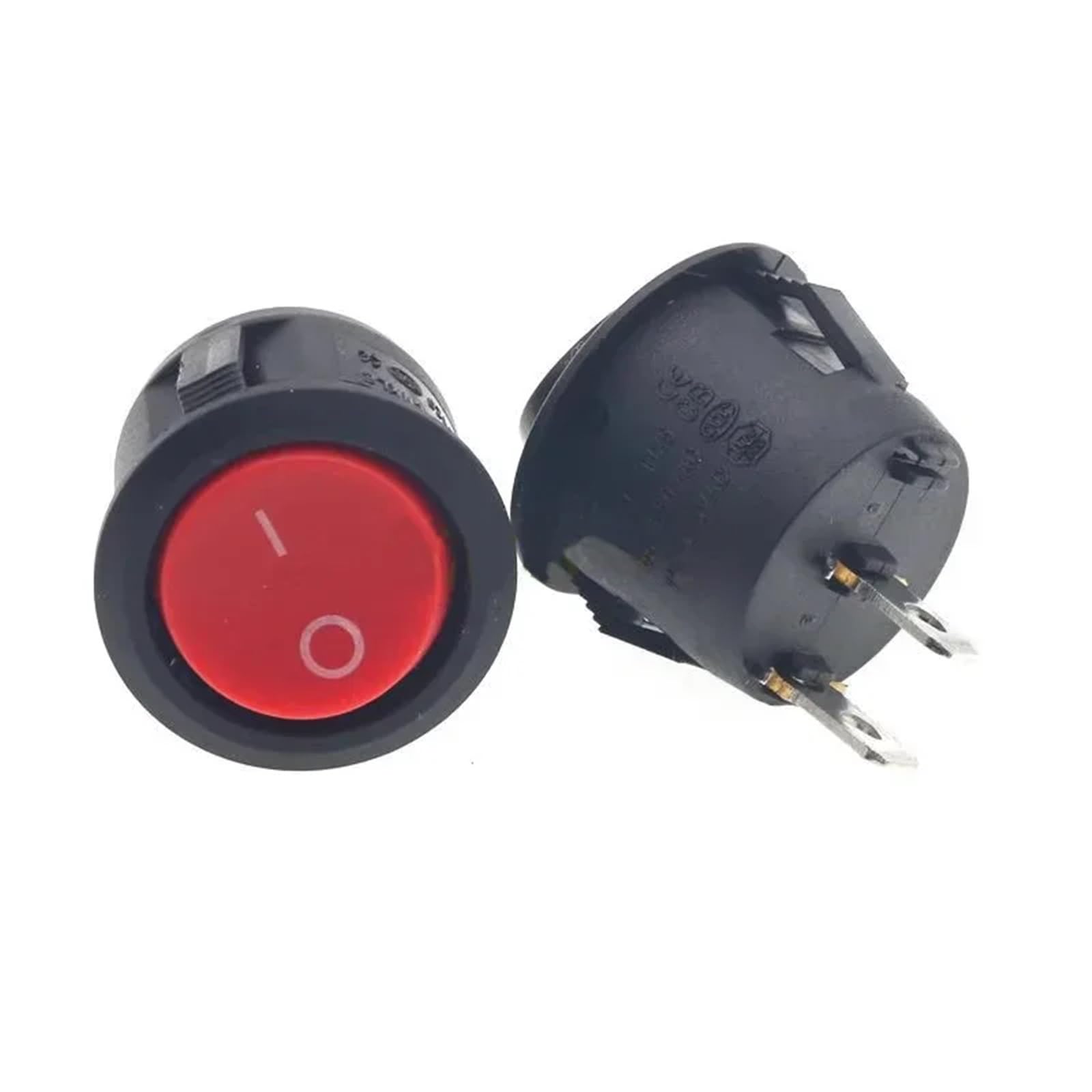 Interruptor basculante Redondo KCD1 de 2 Pines, Encendido y Apagado, 6 A/250 V CA, 10 A/125 V CA, SPST, 23 mm, for Coche, 5/20/100 Unidades Interruptor Basculante(2Pin Red,100PCS)