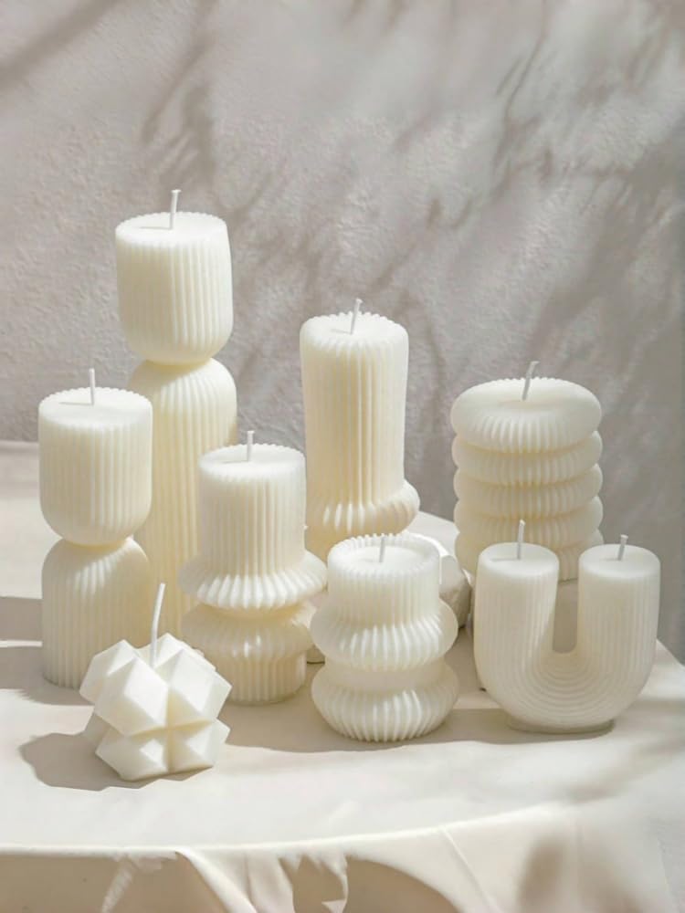 Velas grandes de cera de soja acanalada para aromaterapia, pilar decorativo para el hogar (amor)