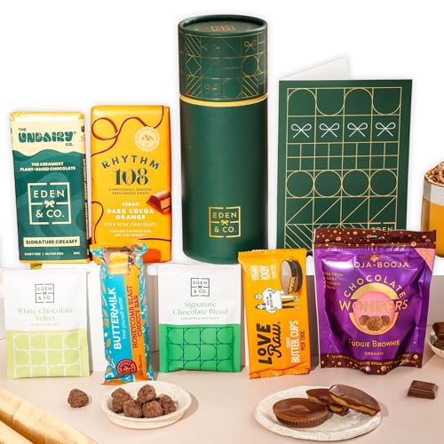Vegan Chocolate Gift Box with Truffles & Hot Chocolate Set Gift Hamper For Women & Men Vegan Hamper by EDEN & CO
