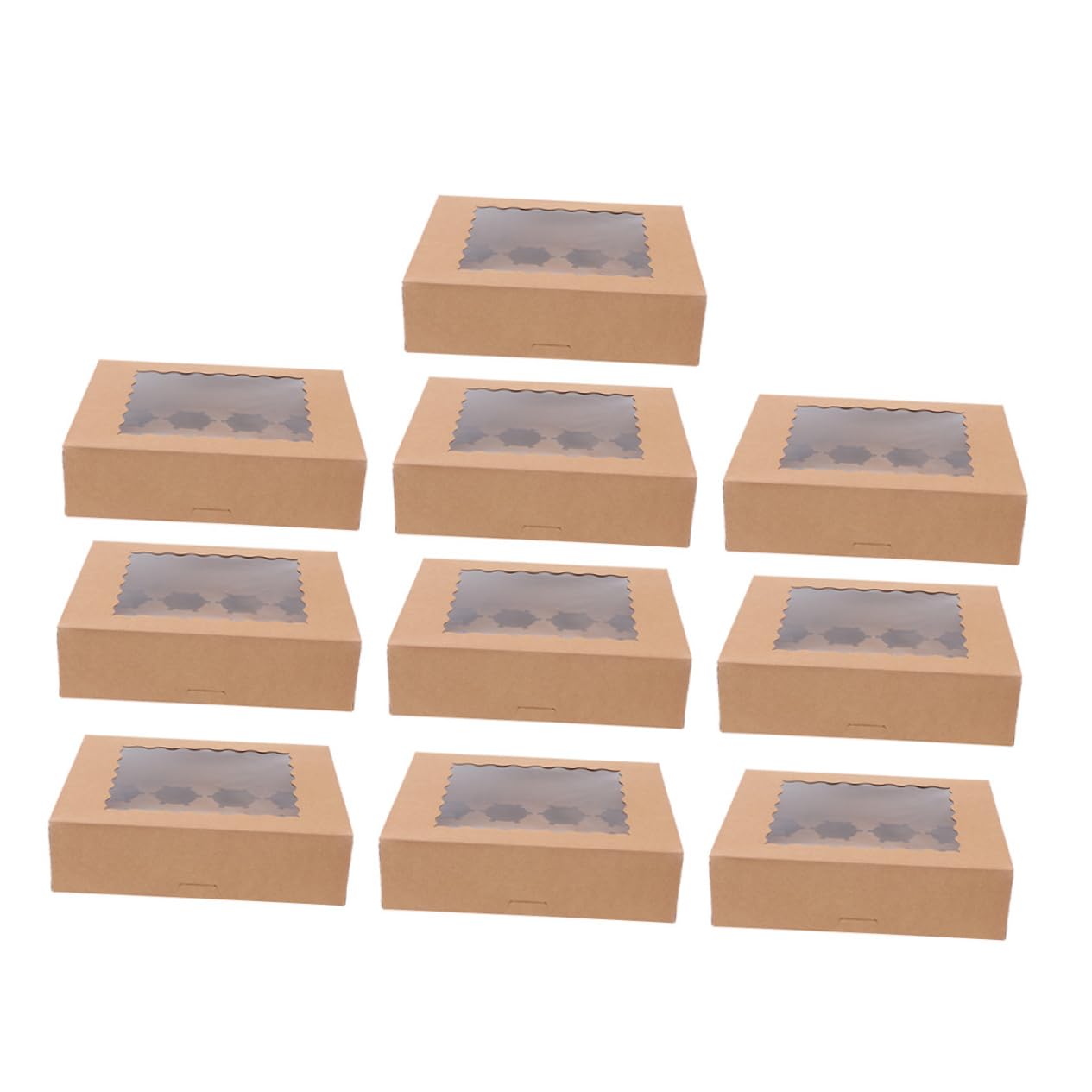 Unomor Sturdy Paper Cupcake Boxes 10 Pack Window for Muffins Storage Cupcake Muffins Packaging