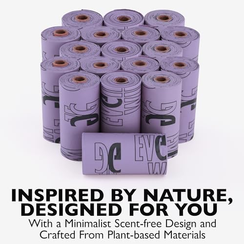 Image of Purple Poop Bags, 18 Rolls: Dog Waste Bags, 9 inchx13 inch, Unscented, Leak-Proof, Cornstarch Blend