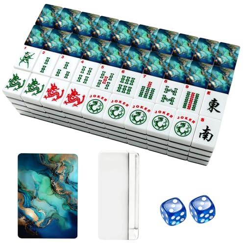 Set de Mahjong Americano con 166 Fichas Acrílicas y Accesorios miniatura 1