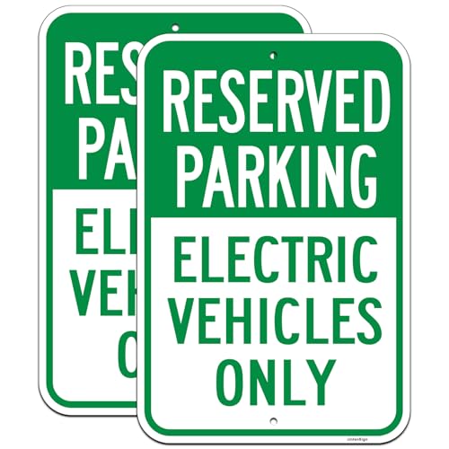 JinfanSign 2 PC-18"x12" Large Reserved Parking Electric Vehicles Only Sign