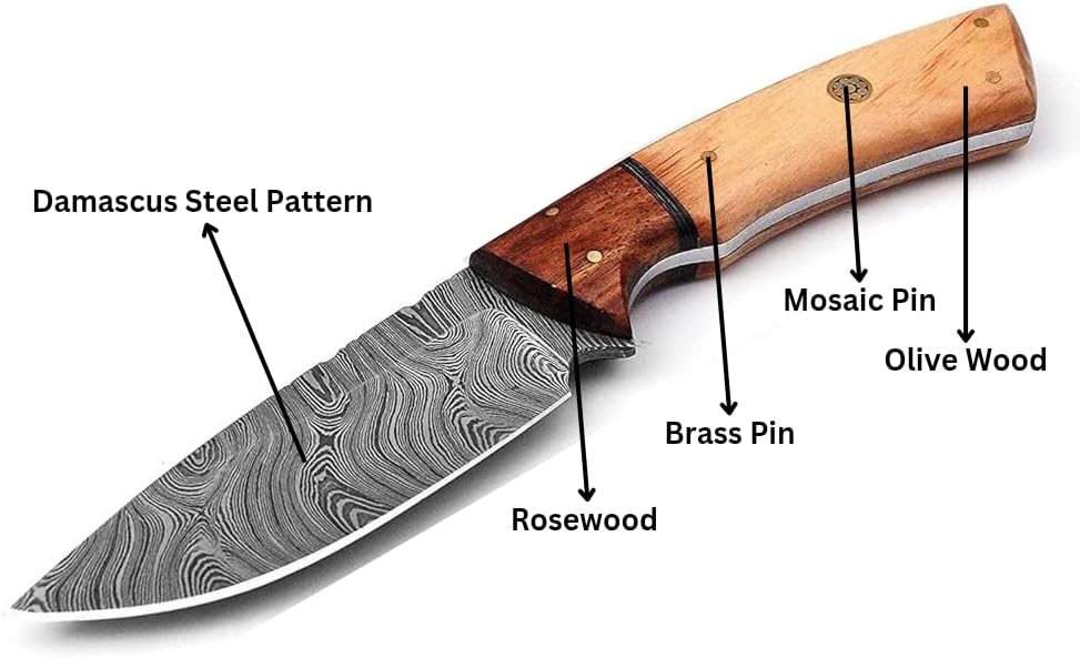9" Handmade Damascus Hunting Knife - Best Damascus Skinning Knifes - Fixed Blade Hunting Knives, Best As Camping Knives, for survival & Fishing Multipurpose knife | Viking Knives With Leather Sheath - Image 2