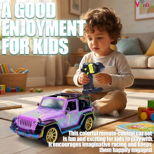 Image of VikriDA 1:16 Scale Remote Control Classic Jeep with Music & Lights, 2.4GHz Full Function Radio Control Vehicle, Adjustable Fine Tuning, Gift for Kids Ages 3+