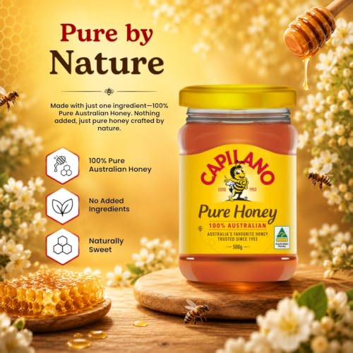 Image of Capilano Australian Honey- 500gms | 100% Pure & Natural | Eucalypt & Ground Flora Blend | Sweet, Smooth & Balanced | Perfect for Tea, Toast & Recipes