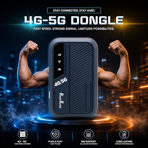 Image of PunnkFunnk 4G /5G LTE WiFi Dongle, SIM Card Slot with Up to 300Mbps WiFi Hotspot, Hotspot Device with All Sim Network Support, 3000Mah Battery, High-Speed Wireless Internet (Blue)