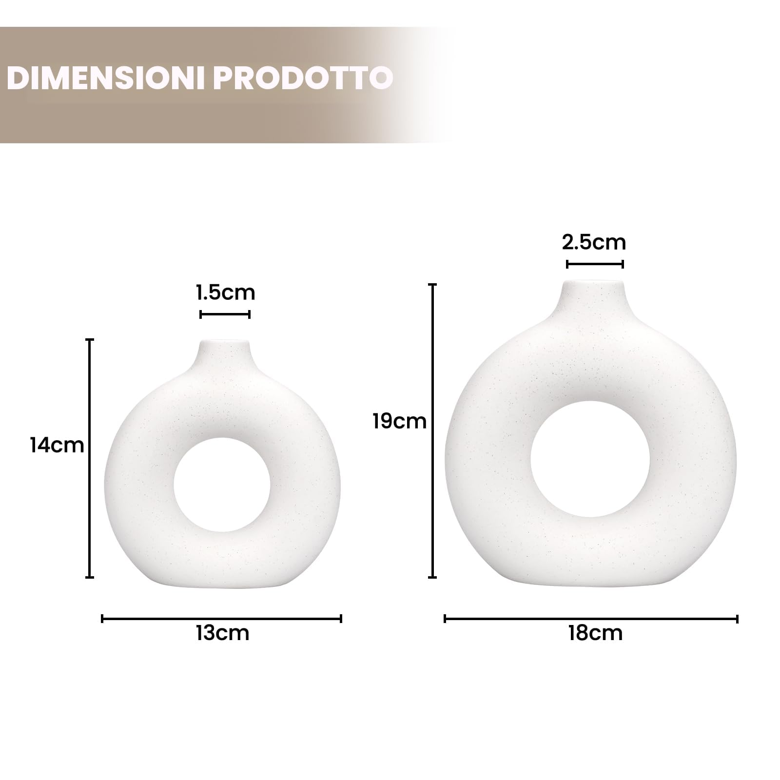 Set di 2 Vaso di Ceramica,Vase Decoratif Vaso Ceramica Rotondo da Fiori Decorativo in Stile Moderno per La Decorazione del Soggiorno Camera da Letto e Dell'ufficio