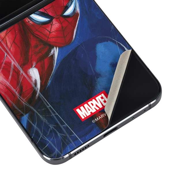 Skinit Decal Phone Skin Compatible with Galaxy Z Flip5 5G - Officially Licensed Marvel Spiderman World of Webs Design