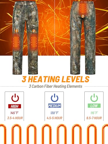 NEW VIEW Women Camo Heated Pants with 10000mAh Battery Pack, Fleece Lined Insulated Hunting Pants for Cold Winter Outdoors4