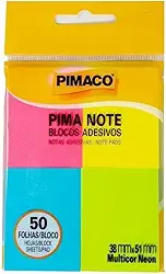 Blocos de Anotações Pima Note Mult Neon Pimaco, bloco adesivo - 38mmx51mm - 50fls - Cód 970830