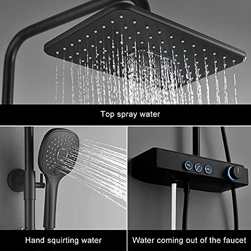 Système de douche noir avec écran digital intelligent et robinet de bain rétractable