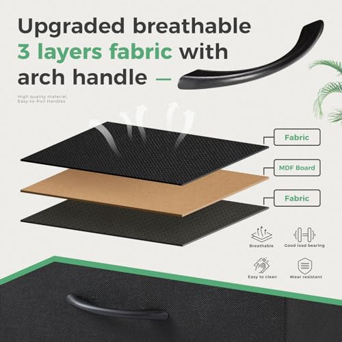 OLIXIS Dresser for Bedroom, 5 Storage Fabric Drawers, Metal Frame and Wooden Top, Tall Storage Drawer Dresser for Closet with Easy Pull Handles for Living Room, Entryway, Small Space Black - Image 6