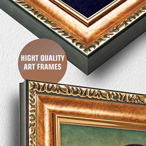 Mona lisa by Leonardo Da Vinci Framed Size:34.5x24.5 inches,Image Size:30x20 The World Classic Art Reproductions,Giclee Canvas Prints Wall Art for Home Decor,Italy Style Luxurious Gold Embossing Frame - Image 3