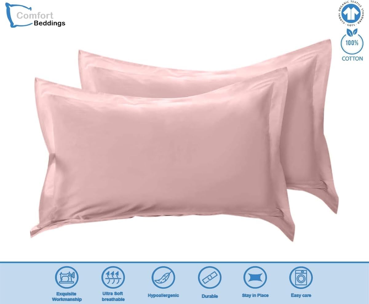 Comfort Beddings 2 Pack Oxford Pillowcases, 56x79cm Extra Wide Pillow Covers, 100% Egyptian Cotton, 600 Thread Count - Image 2