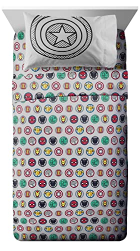 Image of Marvel Avengers Full Size Comforter Set 7 Piece Kids Bedding, Multi | Iron Man Hulk Captain America Thor, Comforter Sheets Shams Pillowcases, Soft Microfiber, Machine Washable, Boys Gift
