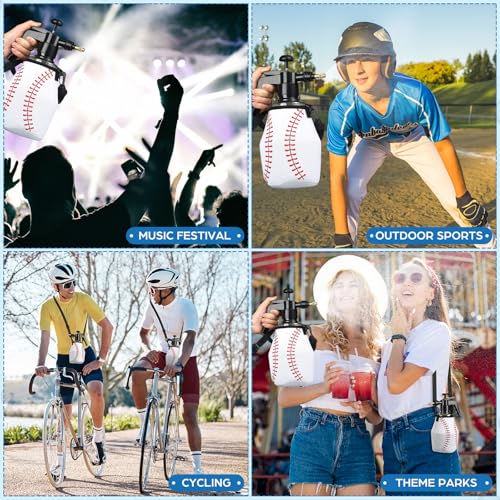 Image of Hushee 1 Pcs 1.5 Liter Water Mister for Sport Personal Water Pump with Full Neoprene Jacket and Built in Carrying Strap, Manual Sprayer Lawn Pressure Pump Sprayer for Cooling Gym Garden(Baseball)