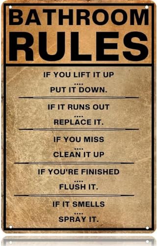 Panneau en métal vintage avec inscription « Please Flush Toilet » pour porte, « Stand Closer Its Shorter Than You Think » - Décoration murale rétro - 20,3 x 30,5 cm
