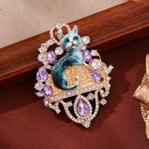 Image of Fashion Cute Crystal Animal Brooch Pins for Women Girls Cat Bird Corsage accessory Pin delicate accessory Party Ceremony