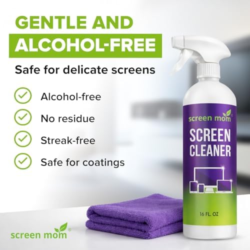 Screen Mom Screen Cleaner Spray and Microfiber Cloth 16oz Screen Cleaner Spray and Wipe for TV, Laptop, Computer, Phone, iPad, Car Screen Cleaning Kit Electronic Cleaner Spray - 3