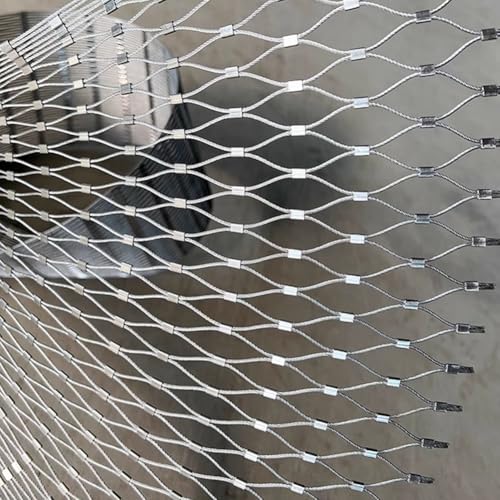 HEFJIAYCIQ Siatka druciana ze stali nierdzewnej 304, Otwór w siatce 5 cm - siatka zabezpieczająca przed upadkiem, Do wewnętrznego zewnętrznego ogrodzenia schodów DIY,Silver 2.5mm,1.5x4m